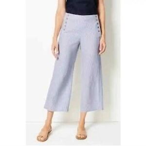 J. Jill Striped Linen Pants in Blue and White